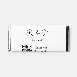 Add couple name date year Q R code here wedding te Hershey Bar Favors