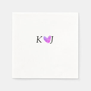 Add couple name letter wedding pink heart glitter napkins