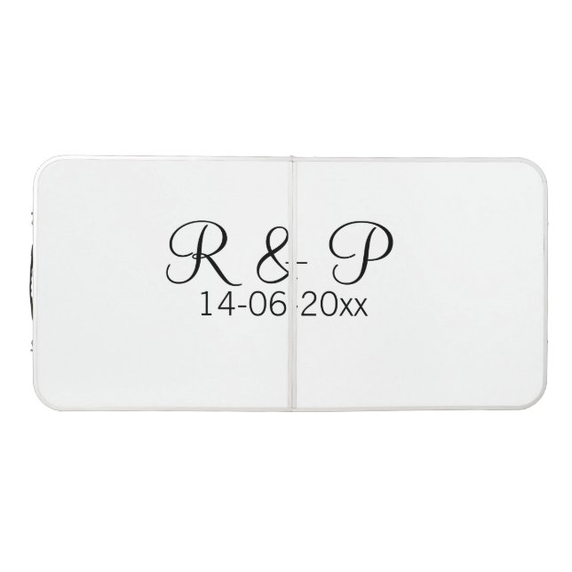 Add couple name monogram add date year wedding rom beer pong table (Top)