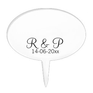 Add couple name monogram add date year wedding rom cake topper