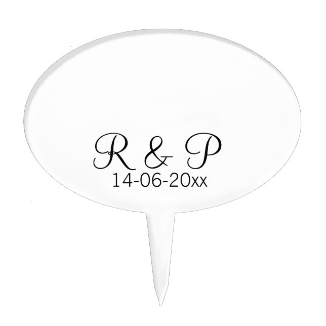 Add couple name monogram add date year wedding rom cake topper (Front)