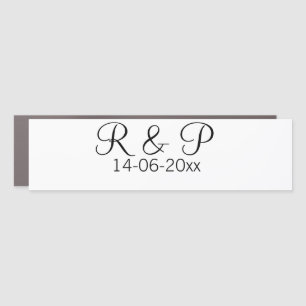 Add couple name monogram add date year wedding rom car magnet