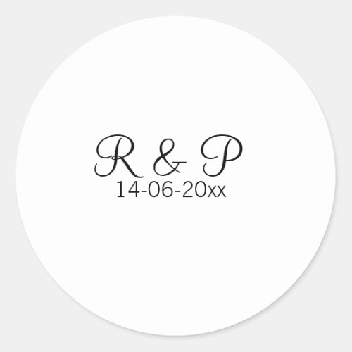 Add couple name monogram add date year wedding rom classic round sticker