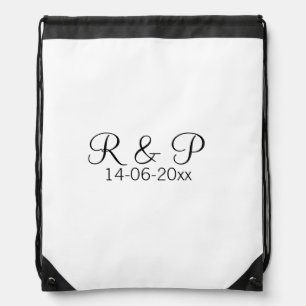 Add couple name monogram add date year wedding rom drawstring bag