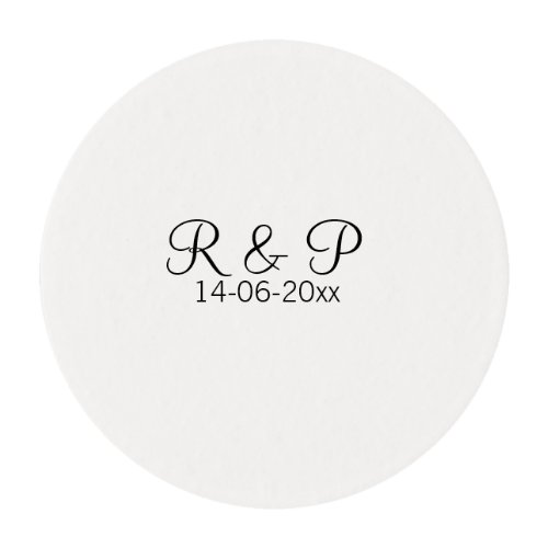 Add couple name monogram add date year wedding rom edible frosting rounds