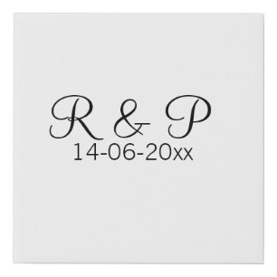 Add couple name monogram add date year wedding rom faux canvas print