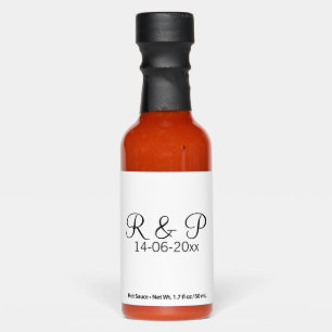 Add couple name monogram add date year wedding rom hot sauces