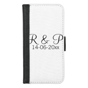Add couple name monogram add date year wedding rom iPhone 8/7 wallet case