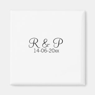 Add couple name monogram add date year wedding rom magnet
