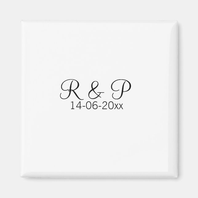 Add couple name monogram add date year wedding rom magnet (Front)