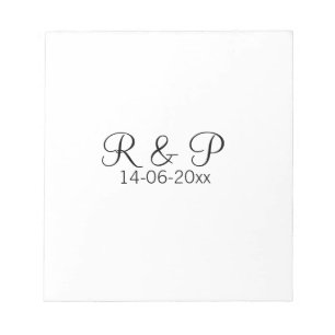 Add couple name monogram add date year wedding rom notepad
