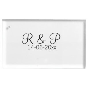 Add couple name monogram add date year wedding rom place card holder