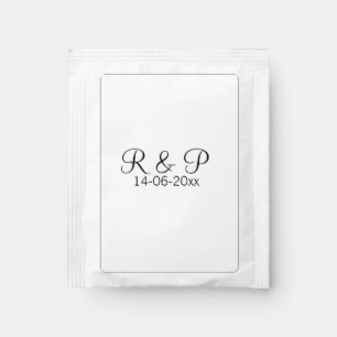 Add couple name monogram add date year wedding rom tea bag drink mix