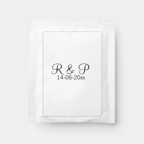 Add couple name monogram add date year wedding rom tea bag drink mix