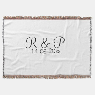 Add couple name monogram add date year wedding rom throw blanket