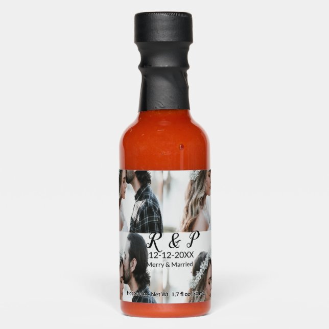 Add couple photo merry married add date year  hot sauces (Front)