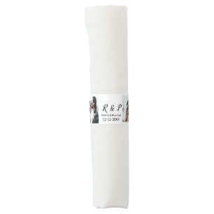 Add couple photo merry married add date year  napkin bands
