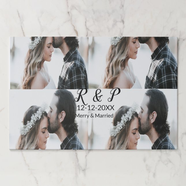 Add couple photo merry married add date year  paper pad (Front)