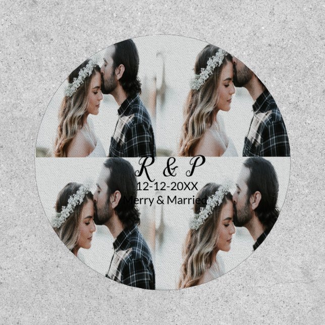 Add couple photo merry married add date year  patch (Front)