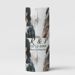 Add couple photo merry married add date year pillar candle