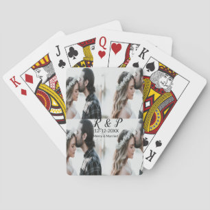 Add couple photo merry married add date year  poker cards