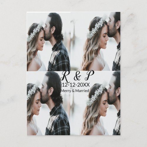 Add couple photo merry married add date year  postcard