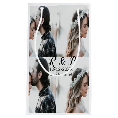 Add couple photo merry married add date year  small gift bag
