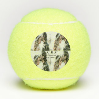 Add couple photo merry married add date year  tennis balls