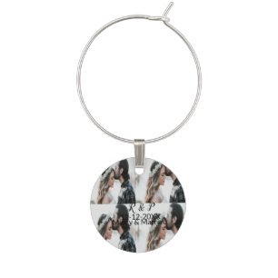 Add couple photo merry married add date year wine charm