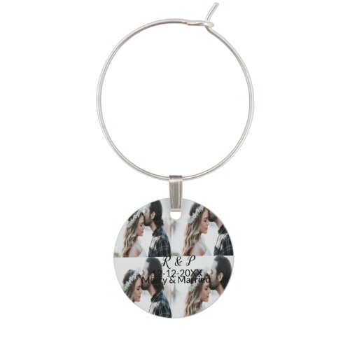 Add couple photo merry married add date year  wine charm
