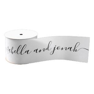 Add Couple's Name for Wedding or Bridal Shower Gro Grosgrain Ribbon