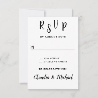 Add Couple's Names Wedding Response RSVP Cards