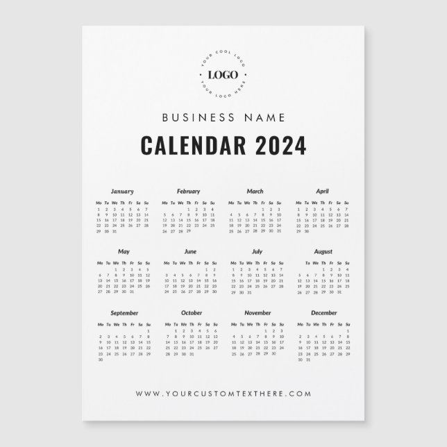 Add Custom Business Logo Magnetic 2024 Calendar Invitation (Front)