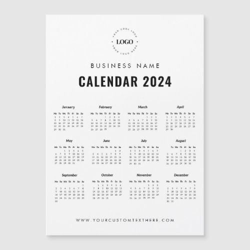 Add Custom Business Logo Magnetic 2024 Calendar Magnetic Invitation