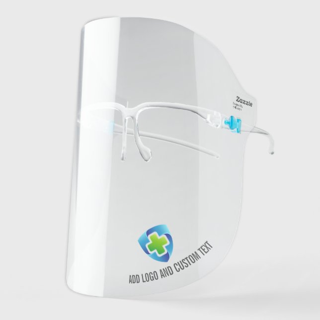 Add Custom Logo And Text, Modern Simple Face Shield (Front Left)