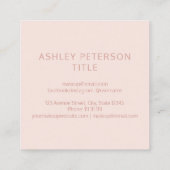 Add Custom logo modern simple blush pink Square Business Card (Back)