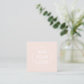 Add Custom logo modern simple blush pink Square Business Card (Standing Front)