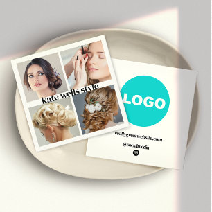  Add Custom Logo Social Media Networking  Square Business Card