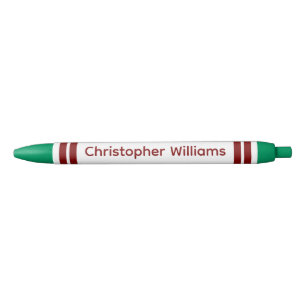 Add custom name stripes burgundy green pen