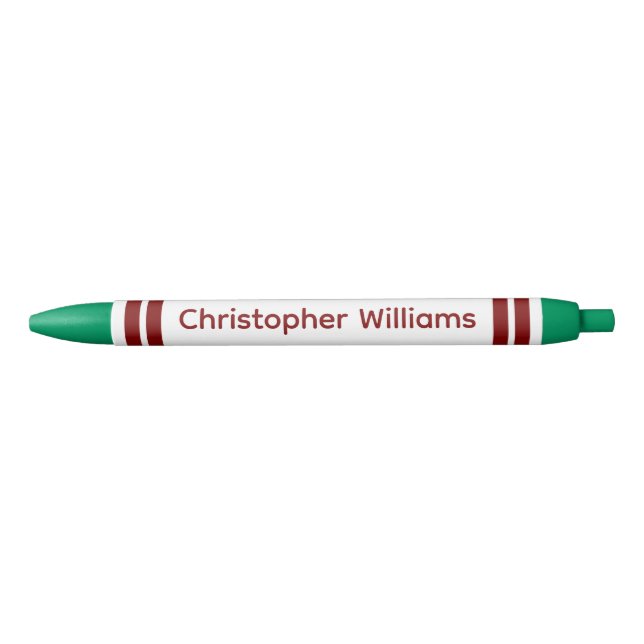Add custom name stripes burgundy green pen (Front)