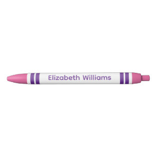 Add custom name stripes pink purple pen