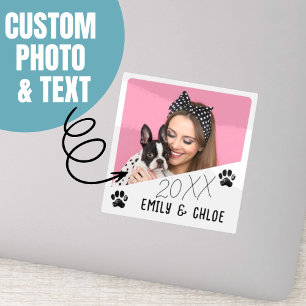Add Custom Pet Photo Name & Year Cute Dog Mom Gift Sticker