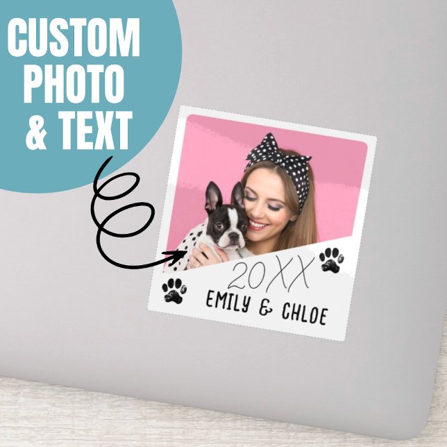 Add Custom Pet Photo Name & Year Cute Dog Mom Gift Sticker (Add Custom Pet Photo Name & Year Cute Dog Mom Gift Sticker.)
