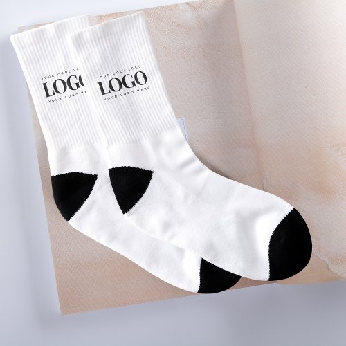 Add Custom Rectangle Black Logo Business White Socks