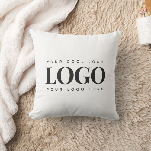 Add Custom Rectangle Black Logo Business White Throw Pillow