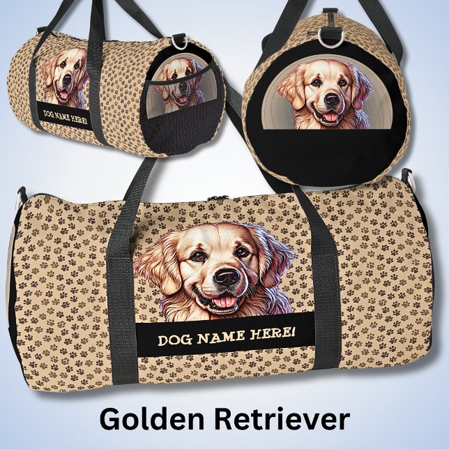 Add Dog Name or Your Name, Golden Retriever  Duffle Bag (Creator Uploaded)