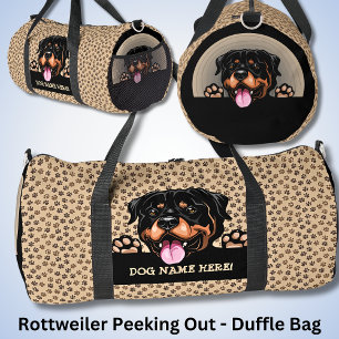 Add Dog Name or Your Name, Rottweiler + Paws Duffle Bag