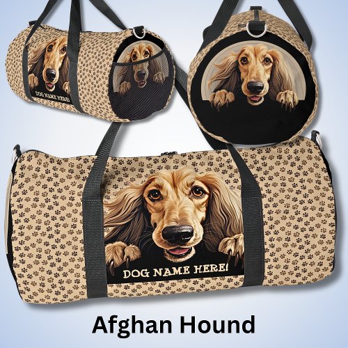 Add Dog Name Your Name Afghan Hound Duffle Bag