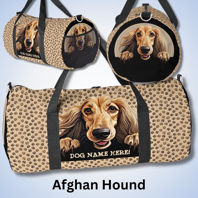 Add Dog Name, Your Name, Afghan Hound Duffle Bag (Creator Uploaded)