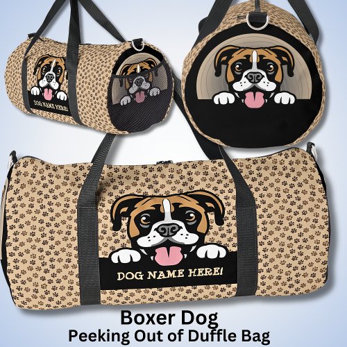 Add Dog Name Your Name Boxer Dog Duffle Bag